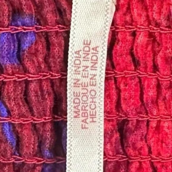 Free People Gail Midi Dress Sweetheart Grunge patchwork Corduroy Scarlet Combo S - Picture 12 of 13